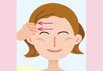 記者コラム,コリ,ほぐし,目の疲れ,額,眉,マッサージ