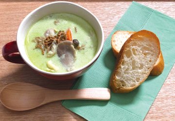 サンサンカフェ,緑効青汁,きのこ入りチキンシチュー